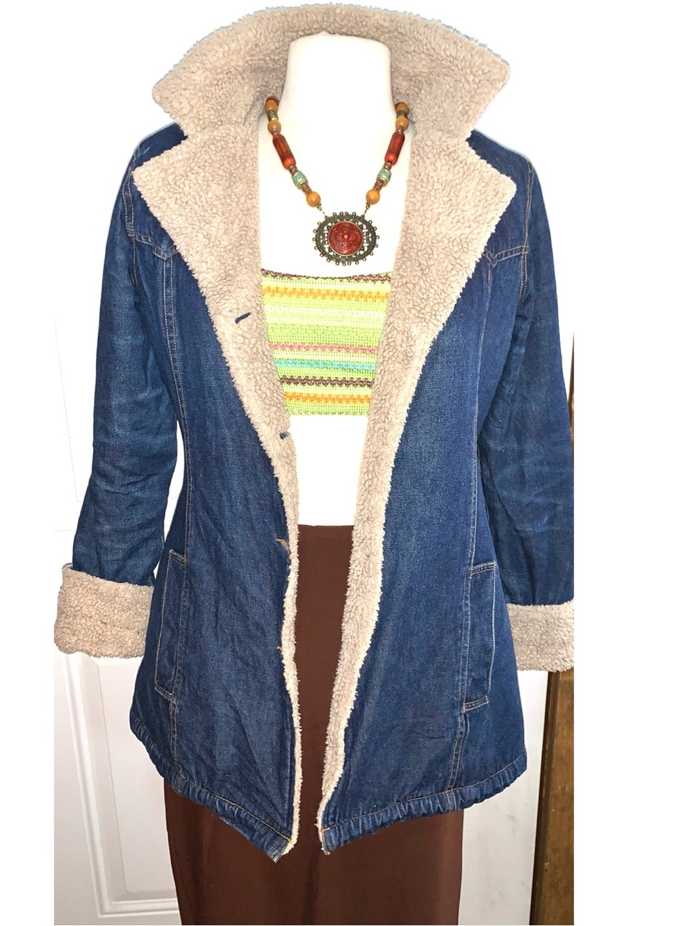 Vintage Penny Lane Sherpa-Lined Denim Jacket Women’s Medium